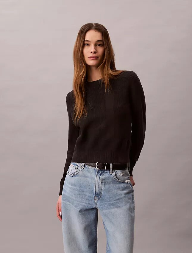 Weicher Baumwollpullover mit Monogram Weicher Baumwollpullover mit Monogram