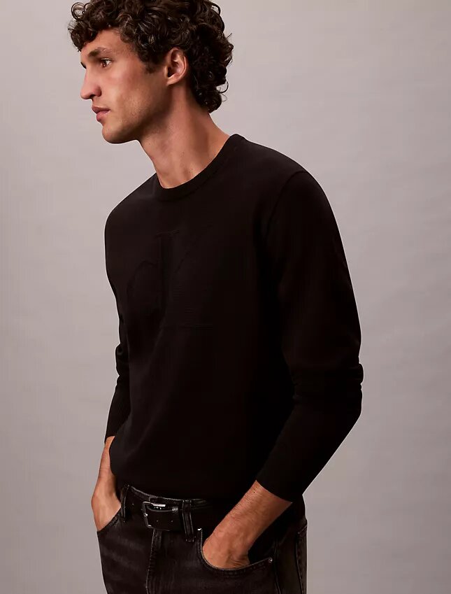 Weicher Baumwollpullover mit Monogram Weicher Baumwollpullover mit Monogram