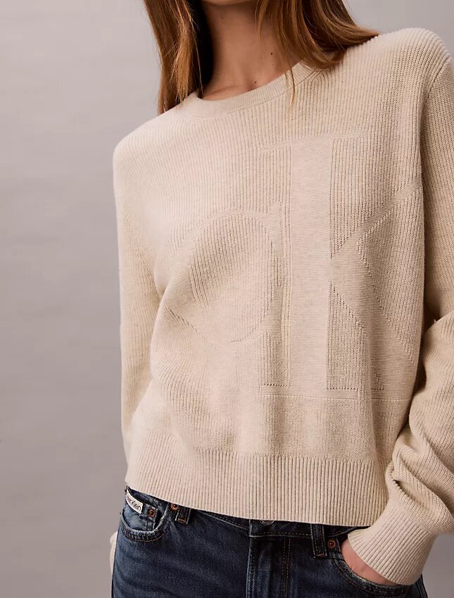 Weicher Baumwollpullover mit Monogram Weicher Baumwollpullover mit Monogram