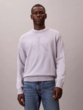 Weicher Baumwollpullover mit Monogram und lockerer Passform