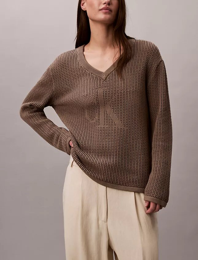 Weicher, locker sitzender Monogram-Pullover aus Baumwolle Weicher, locker sitzender Monogram-Pullover aus Baumwolle