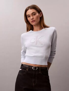 Weicher Monologo-Pullover aus Baumwollchenille