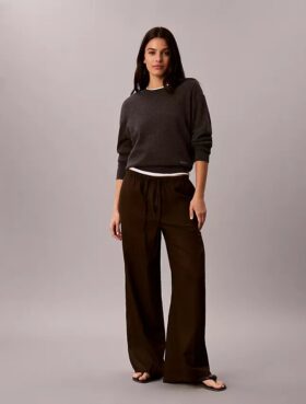 Weite Hose aus Leinenmischung mit Kordelzug