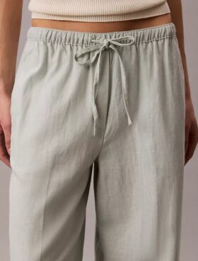 Weite Hose aus Leinenmischung mit Kordelzug