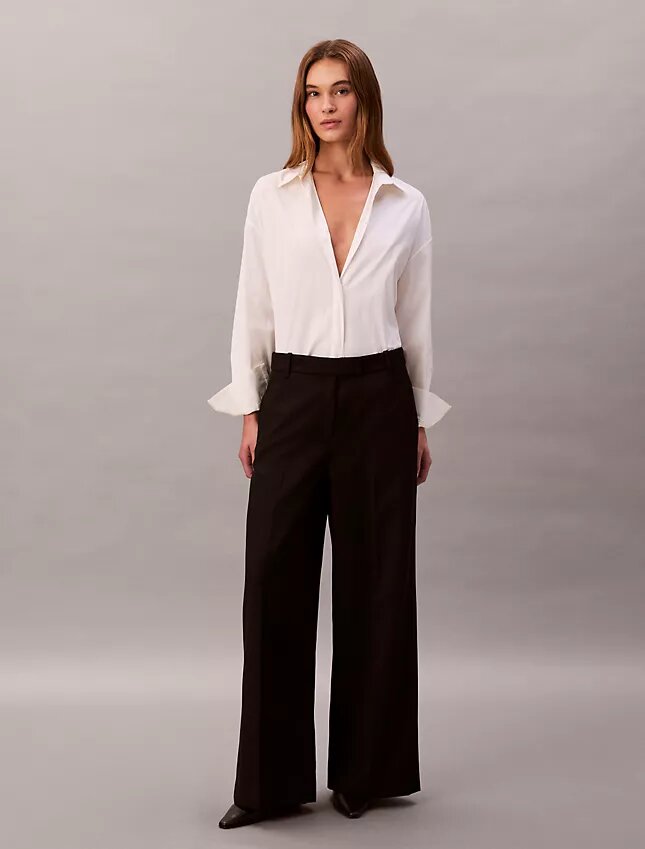 Weite Hose aus Wollgabardine Weite Hose aus Wollgabardine