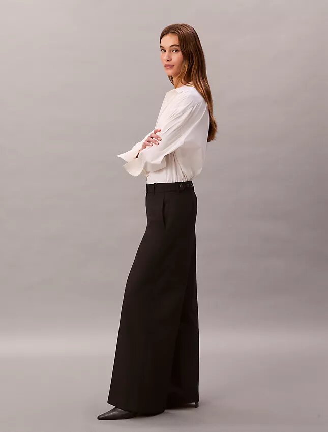 Weite Hose aus Wollgabardine Weite Hose aus Wollgabardine