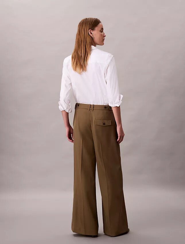 Weite Hose aus Wollgabardine Weite Hose aus Wollgabardine