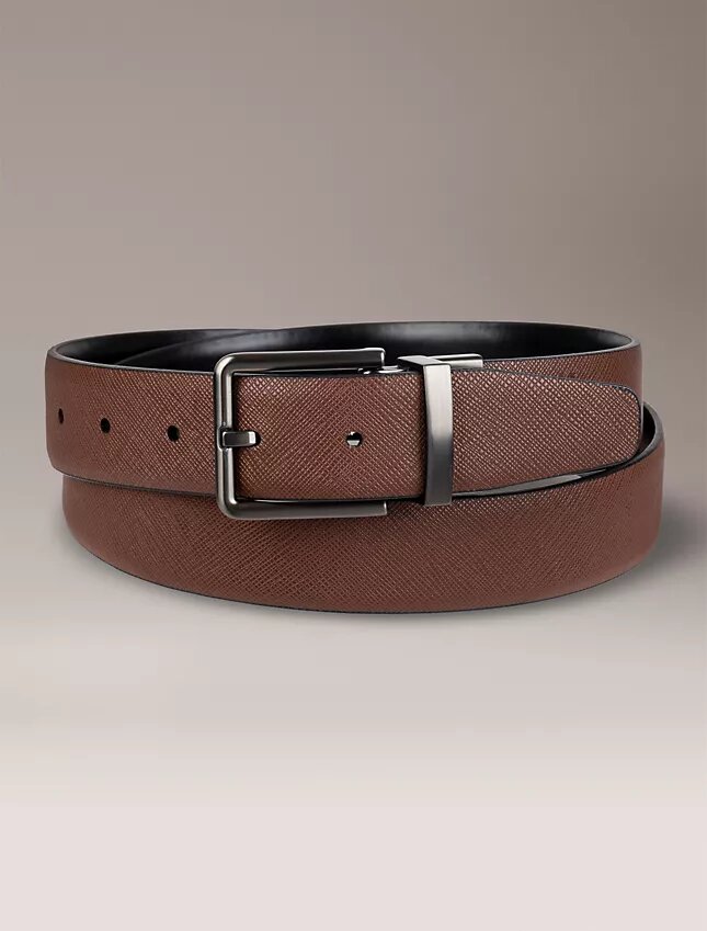 Wendbarer Saffiano-Leder-Anzuggürtel für Kleider Wendbarer Saffiano-Leder-Anzuggürtel für Kleider