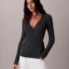 Wickelpullover aus Leinenmischung