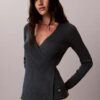 Wickelpullover aus Leinenmischung