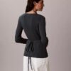 Wickelpullover aus Leinenmischung