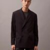Zweireihiger Blazer aus Wollgabardine-Mischung