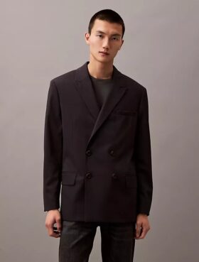 Zweireihiger Blazer aus Wollgabardine-Mischung Zweireihiger Blazer aus Wollgabardine-Mischung