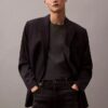 Zweireihiger Blazer aus Wollgabardine-Mischung