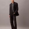 Zweireihiger Blazer aus Wollgabardine-Mischung